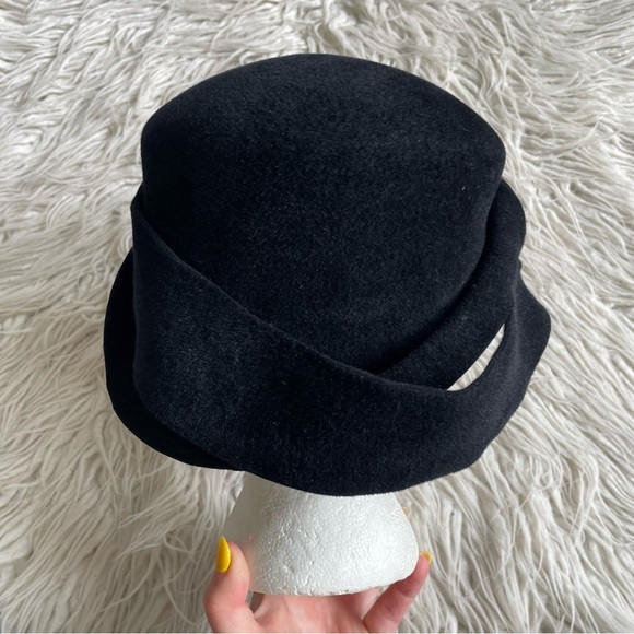 Creations Manon Lortie Vintage Black Felt Art to Wear Rose Bead Hat NWB One Size main image 6
